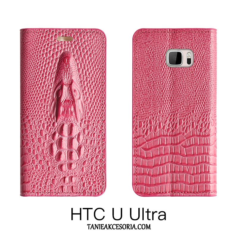 Etui Htc U Ultra Chiński Styl Prawdziwa Skóra Czerwony, Obudowa Htc U Ultra Telefon Komórkowy Ochraniacz Anti-fall