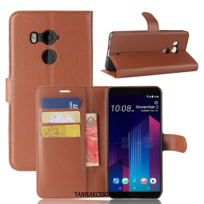 Etui Htc U11+ Telefon Komórkowy Anti-fall Czerwony, Obudowa Htc U11+ Skórzany Futerał Karta Wspornik