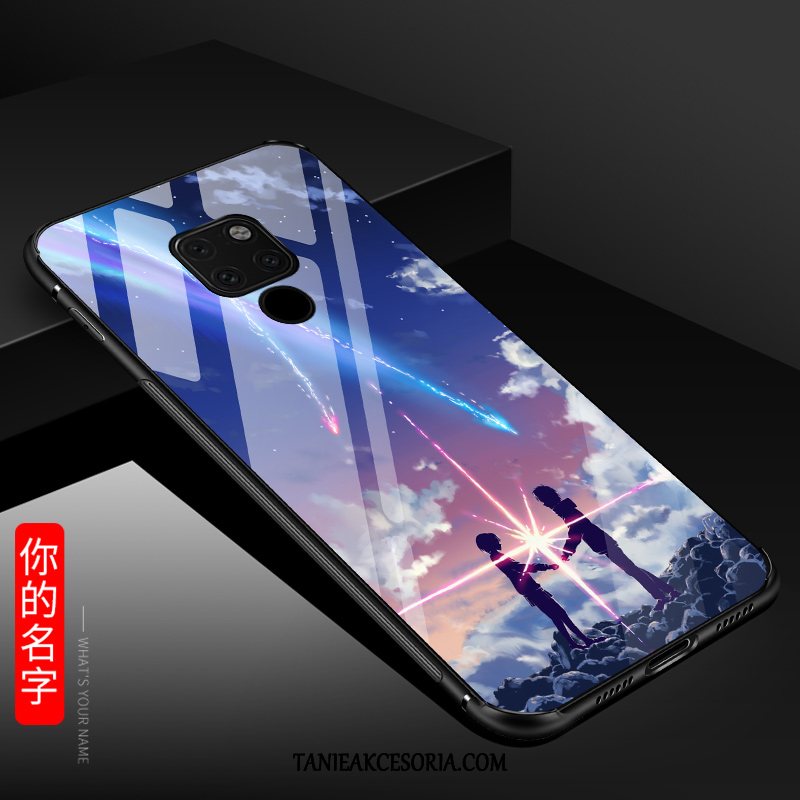 Etui Huawei Mate 20 Ciemno Niebieski Moda Szkło, Obudowa Huawei Mate 20 Miękki All Inclusive Anti-fall