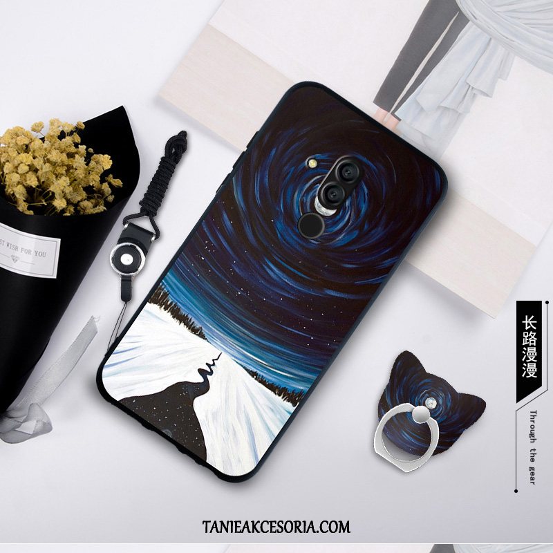 Etui Huawei Mate 20 Lite Ochraniacz Filmy Szkło Hartowane, Futerał Huawei Mate 20 Lite Telefon Komórkowy Miękki Ciemno Niebieski