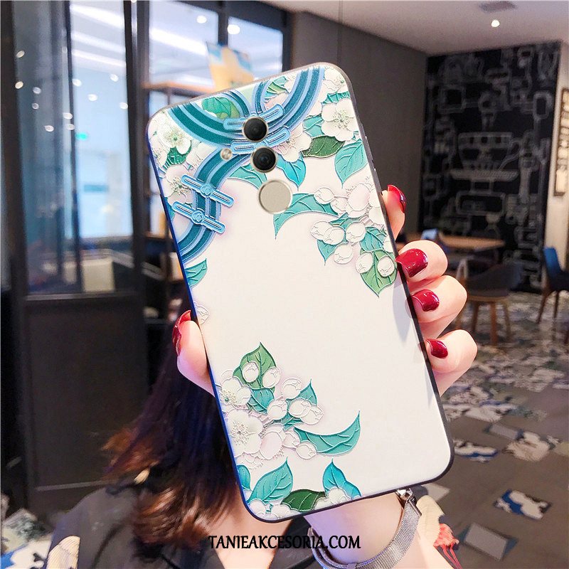 Etui Huawei Mate 20 Lite Relief Kwiaty Brzoskwini Zielony, Pokrowce Huawei Mate 20 Lite Czerwony Silikonowe Kwiaty Gruszy