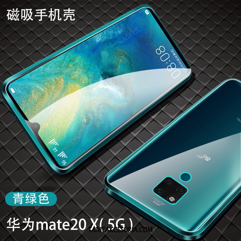 Etui Huawei Mate 20 X (5g) Szkło Przezroczysty Czerwony Netto, Pokrowce Huawei Mate 20 X (5g) Dwustronny All Inclusive Cienkie