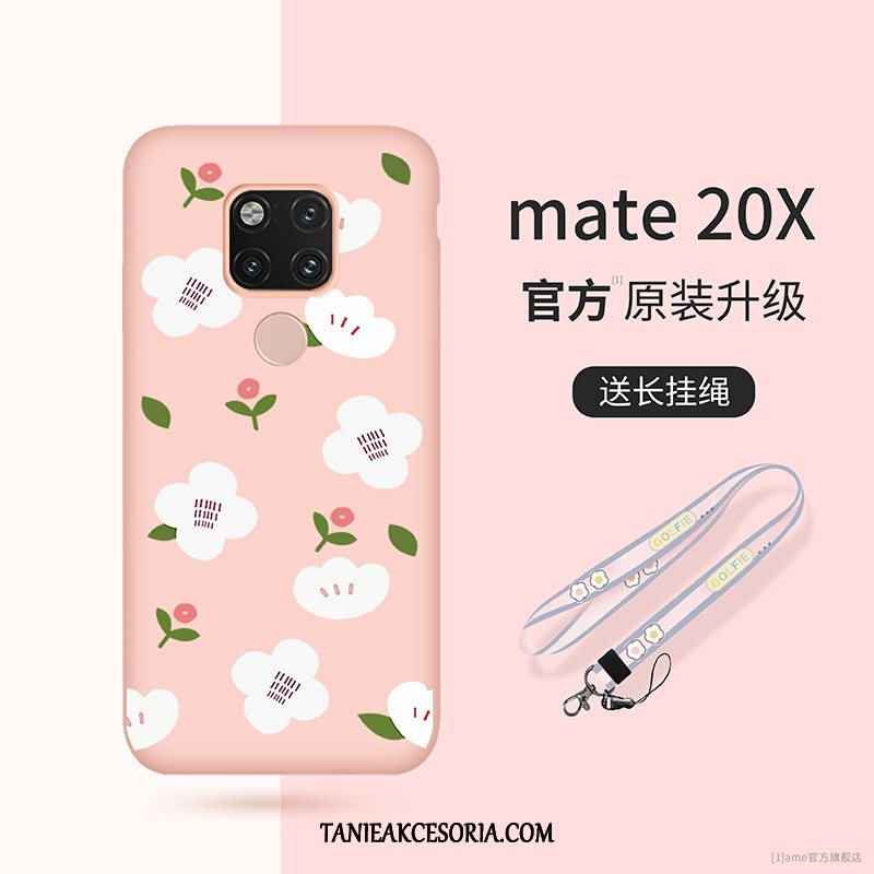 Etui Huawei Mate 20 X Moda Kwiaty Telefon Komórkowy, Futerał Huawei Mate 20 X Wiszące Ozdoby Silikonowe Czerwony Netto