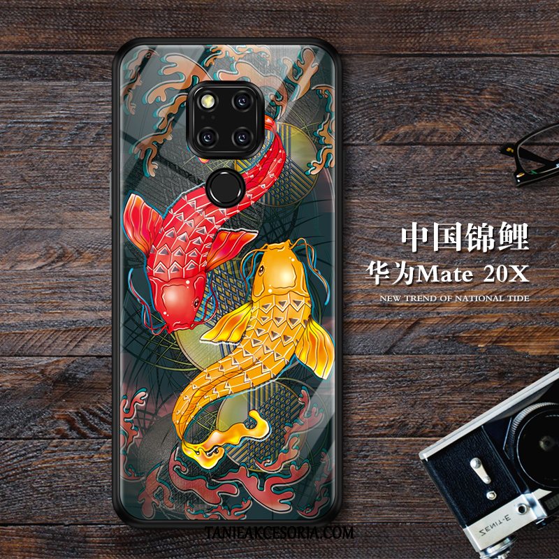 Etui Huawei Mate 20 X Szkło Chiński Styl Vintage, Futerał Huawei Mate 20 X Osobowość Zielony Anti-fall