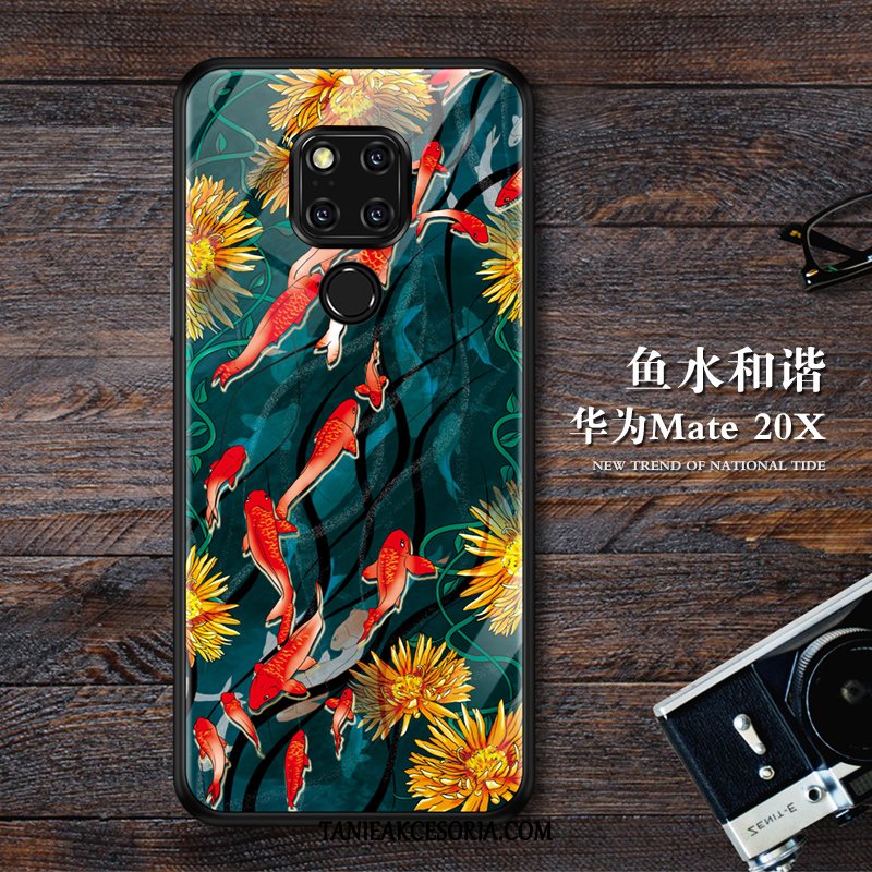 Etui Huawei Mate 20 X Szkło Chiński Styl Vintage, Futerał Huawei Mate 20 X Osobowość Zielony Anti-fall