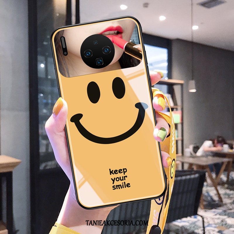 Etui Huawei Mate 30 Pro Modna Marka Telefon Komórkowy Czerwony Netto, Obudowa Huawei Mate 30 Pro Wiszące Ozdoby Smile Szkło