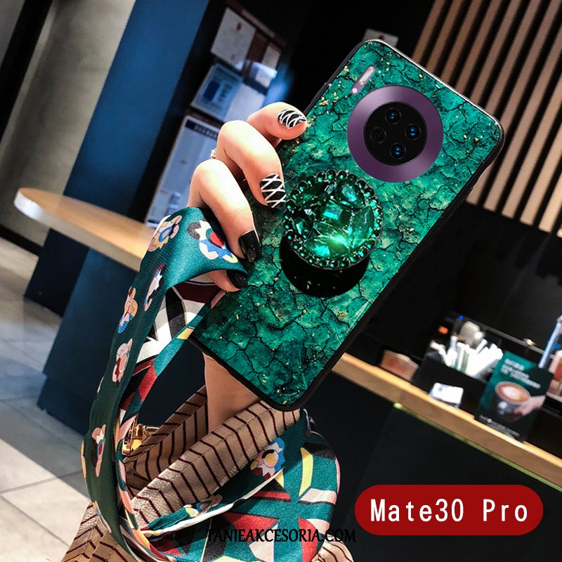 Etui Huawei Mate 30 Pro Vintage Czerwony Netto Jedwab, Futerał Huawei Mate 30 Pro Silikonowe Telefon Komórkowy Zielony