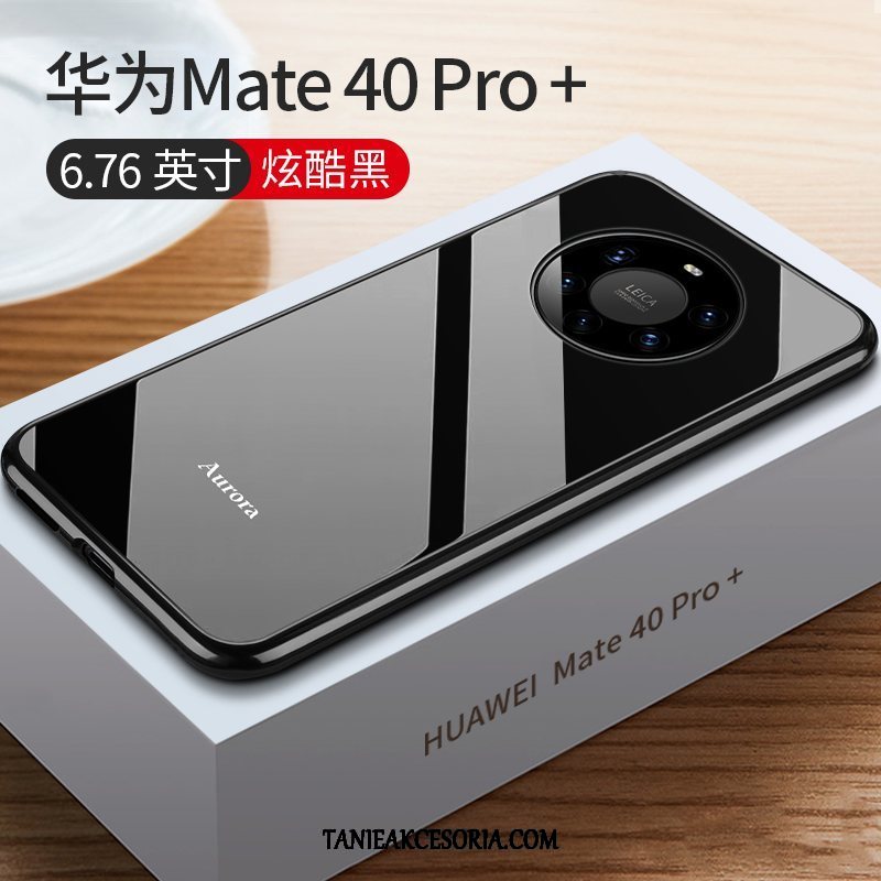 Etui Huawei Mate 40 Pro+ Czerwony Netto Nowy Szkło, Futerał Huawei Mate 40 Pro+ Metal Cienkie Granica