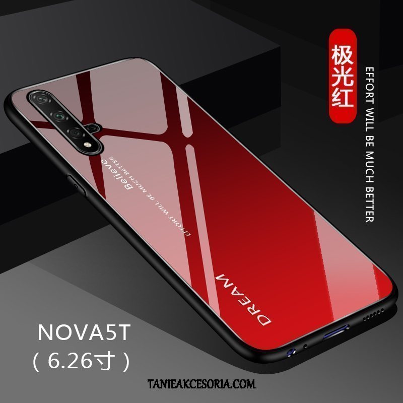 Etui Huawei Nova 5t Cienka Jednolity Kolor Czerwony Netto, Futerał Huawei Nova 5t Szkło Anti-fall Dostosowane