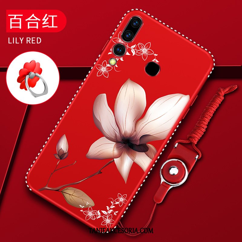 Etui Huawei P Smart+ 2019 Czerwony Netto Telefon Komórkowy All Inclusive, Obudowa Huawei P Smart+ 2019 Nubuku Tendencja Silikonowe