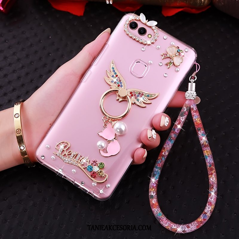 Etui Huawei P Smart Wspornik Z Kryształkami Rhinestone, Futerał Huawei P Smart Różowe Telefon Komórkowy Wisząca Szyja