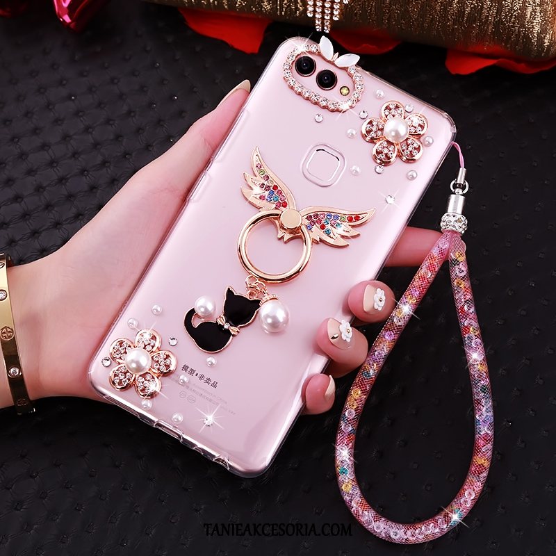 Etui Huawei P Smart Wspornik Z Kryształkami Rhinestone, Futerał Huawei P Smart Różowe Telefon Komórkowy Wisząca Szyja