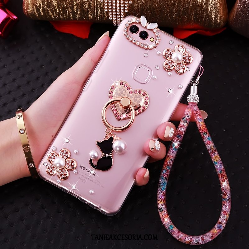 Etui Huawei P Smart Wspornik Z Kryształkami Rhinestone, Futerał Huawei P Smart Różowe Telefon Komórkowy Wisząca Szyja