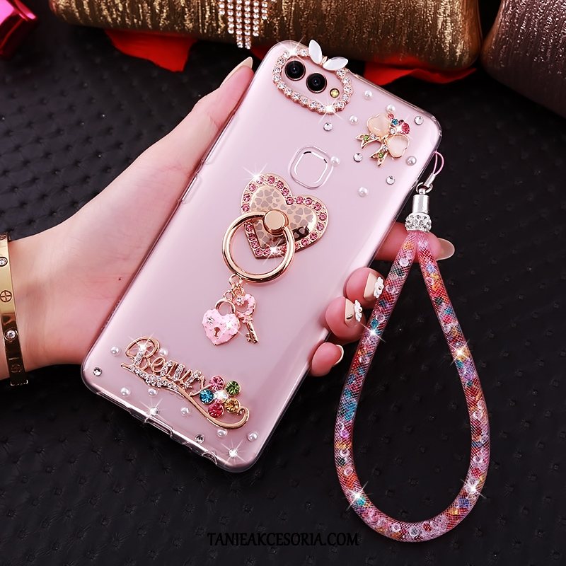 Etui Huawei P Smart Wspornik Z Kryształkami Rhinestone, Futerał Huawei P Smart Różowe Telefon Komórkowy Wisząca Szyja