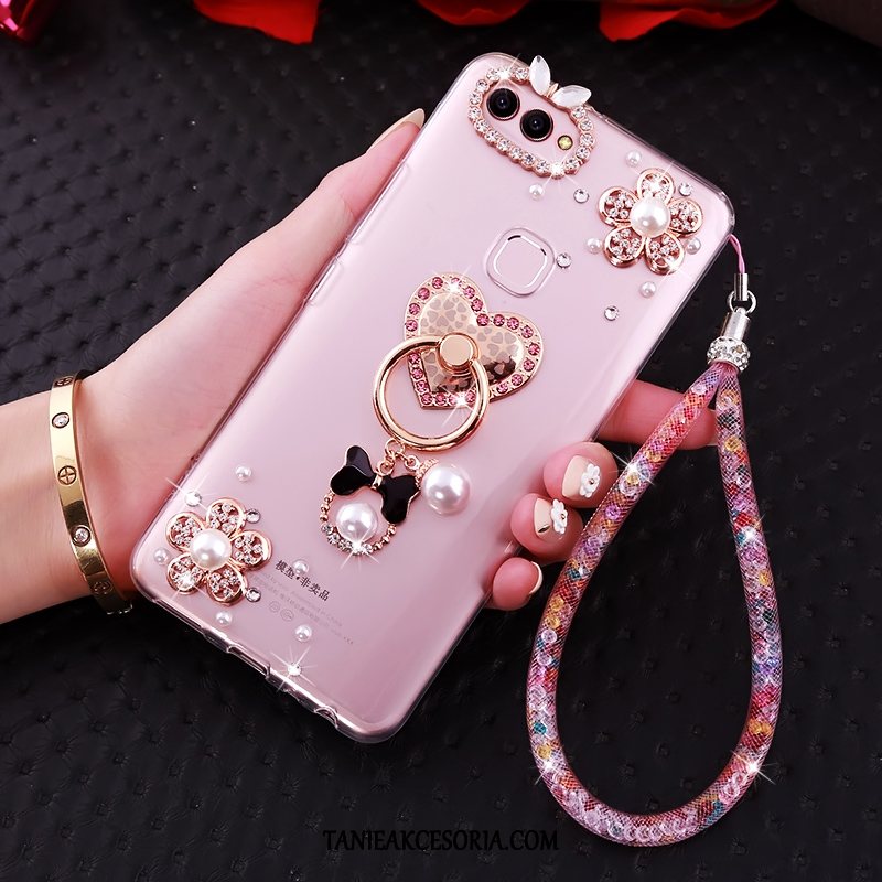 Etui Huawei P Smart Wspornik Z Kryształkami Rhinestone, Futerał Huawei P Smart Różowe Telefon Komórkowy Wisząca Szyja