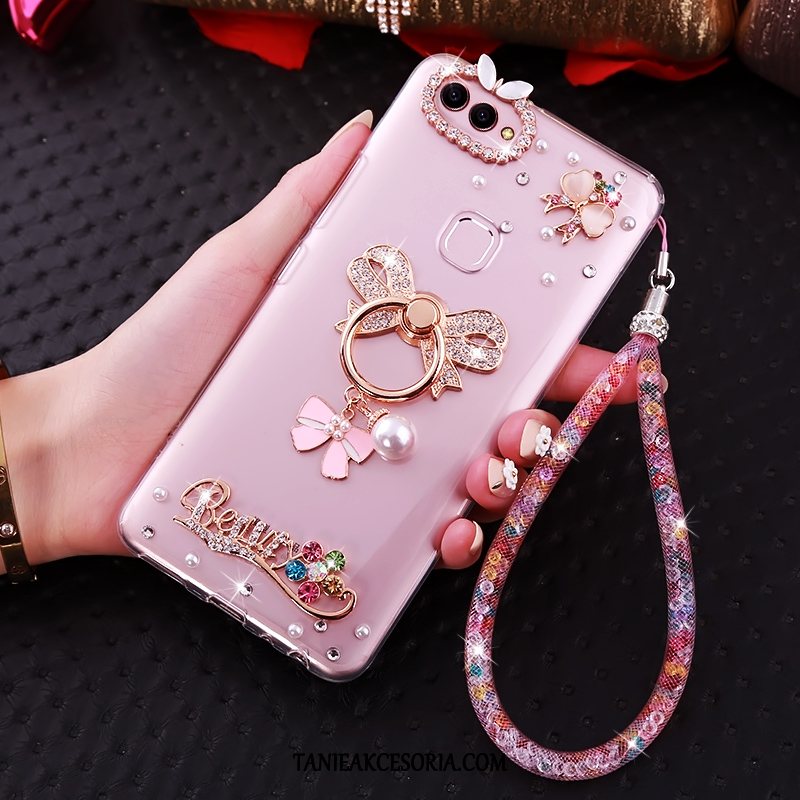 Etui Huawei P Smart Wspornik Z Kryształkami Rhinestone, Futerał Huawei P Smart Różowe Telefon Komórkowy Wisząca Szyja