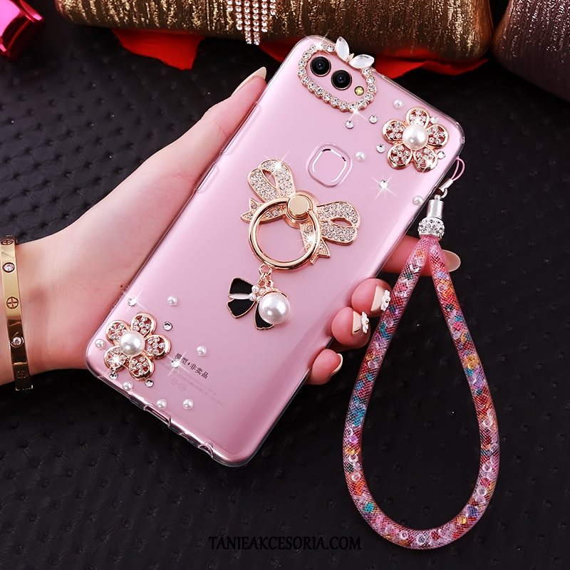 Etui Huawei P Smart Wspornik Z Kryształkami Rhinestone, Futerał Huawei P Smart Różowe Telefon Komórkowy Wisząca Szyja