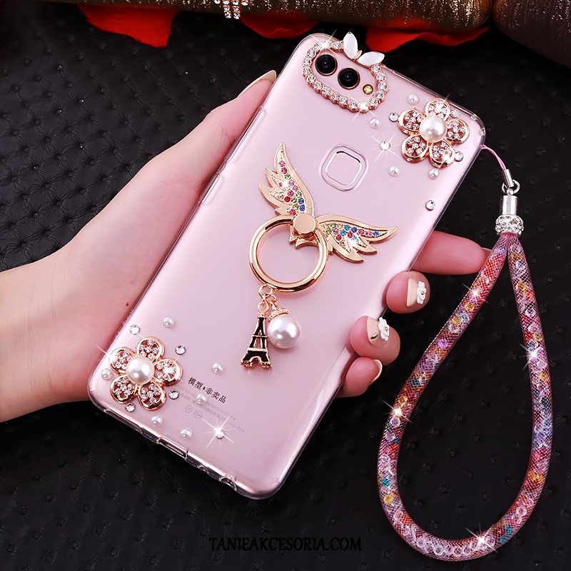 Etui Huawei P Smart Wspornik Z Kryształkami Rhinestone, Futerał Huawei P Smart Różowe Telefon Komórkowy Wisząca Szyja