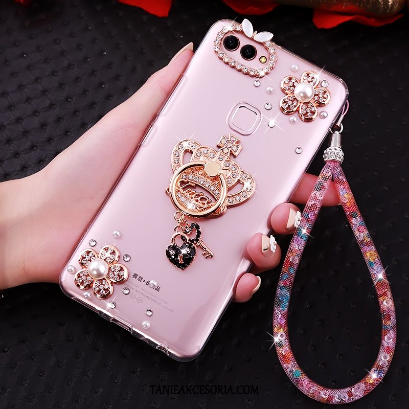 Etui Huawei P Smart Wspornik Z Kryształkami Rhinestone, Futerał Huawei P Smart Różowe Telefon Komórkowy Wisząca Szyja