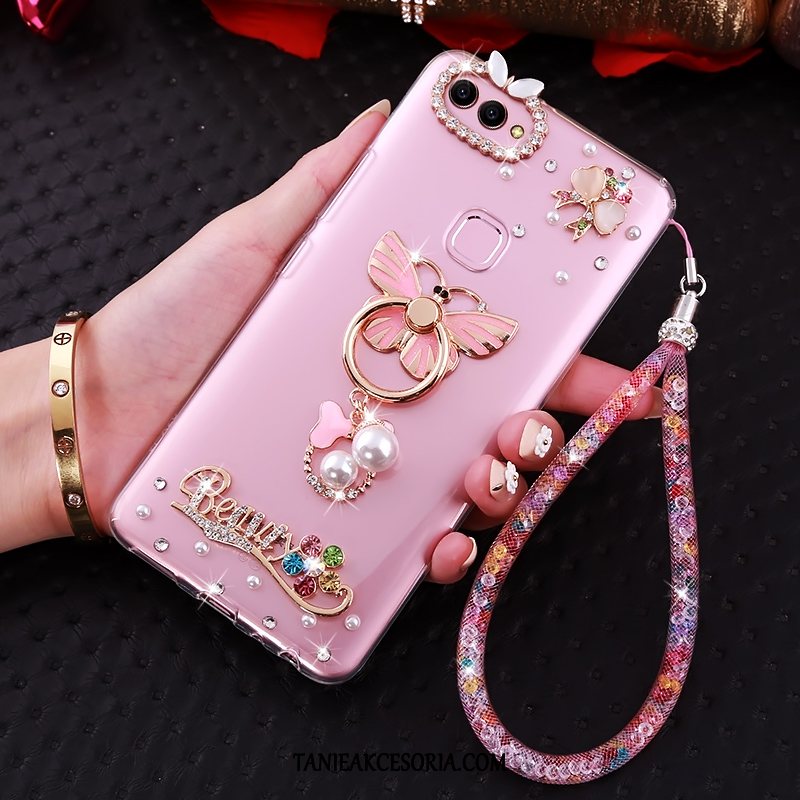 Etui Huawei P Smart Wspornik Z Kryształkami Rhinestone, Futerał Huawei P Smart Różowe Telefon Komórkowy Wisząca Szyja