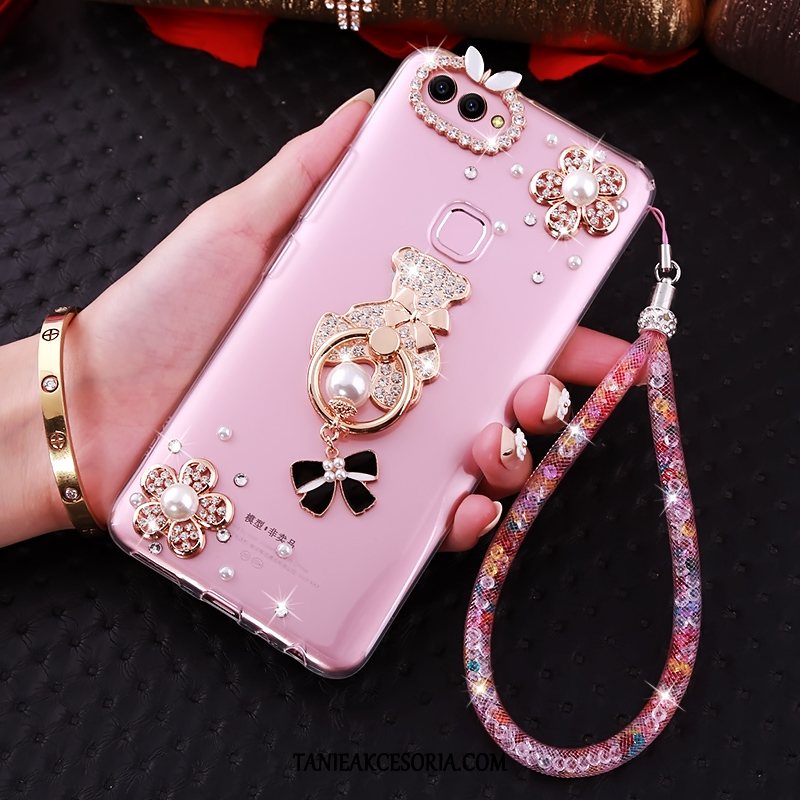 Etui Huawei P Smart Wspornik Z Kryształkami Rhinestone, Futerał Huawei P Smart Różowe Telefon Komórkowy Wisząca Szyja