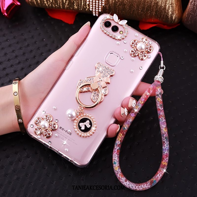 Etui Huawei P Smart Wspornik Z Kryształkami Rhinestone, Futerał Huawei P Smart Różowe Telefon Komórkowy Wisząca Szyja