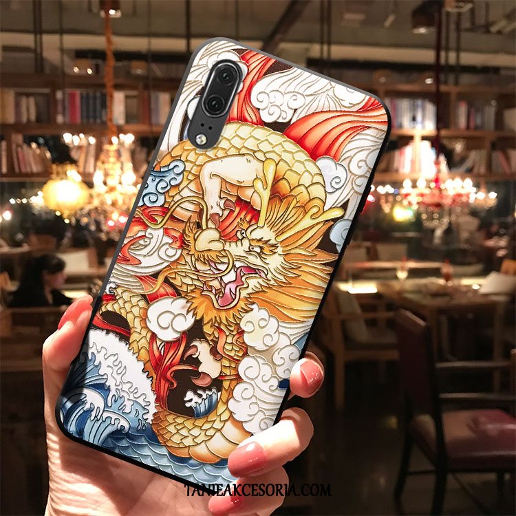 Etui Huawei P20 Ochraniacz Telefon Komórkowy Smok, Obudowa Huawei P20 Moda Anti-fall Czarny