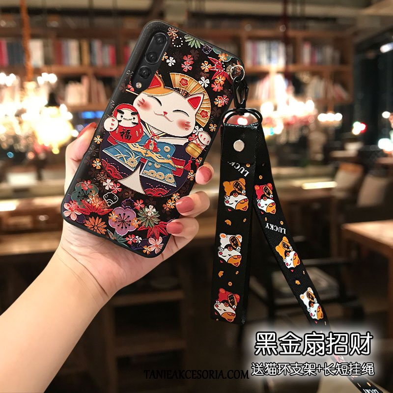 Etui Huawei P20 Pro Wspornik All Inclusive Krótkie, Futerał Huawei P20 Pro Czarny Wiszące Ozdoby Kotek