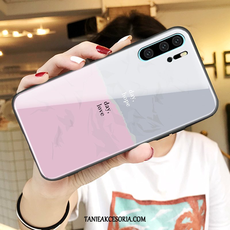 Etui Huawei P30 Pro Czerwony Netto Piękny Kreskówka, Pokrowce Huawei P30 Pro Biały Zakochani Szkło