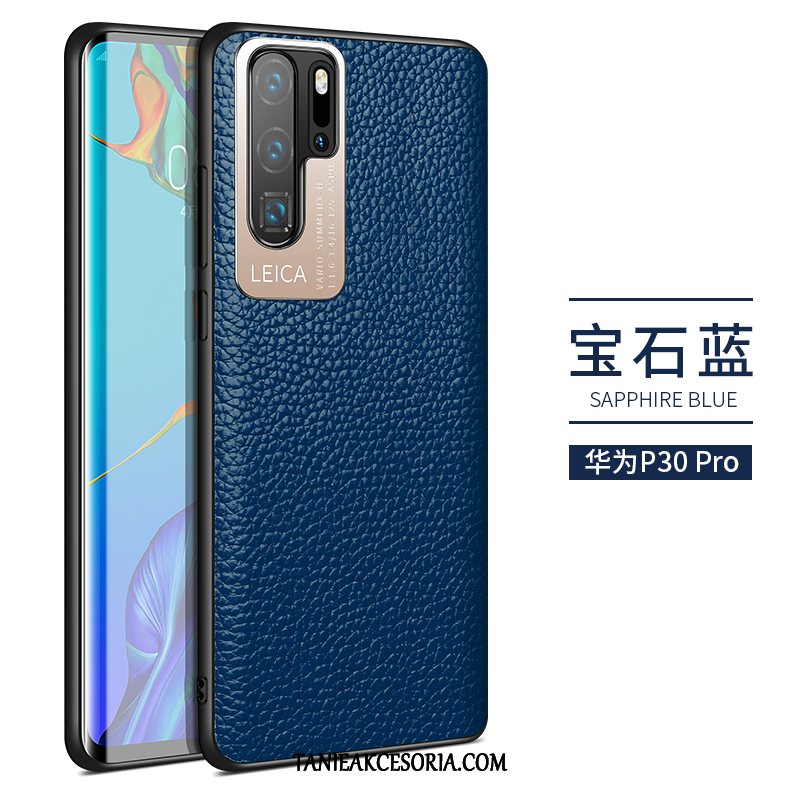 Etui Huawei P30 Pro Prawdziwa Skóra Silikonowe Skórzany, Futerał Huawei P30 Pro Cienkie Czarny Ochraniacz