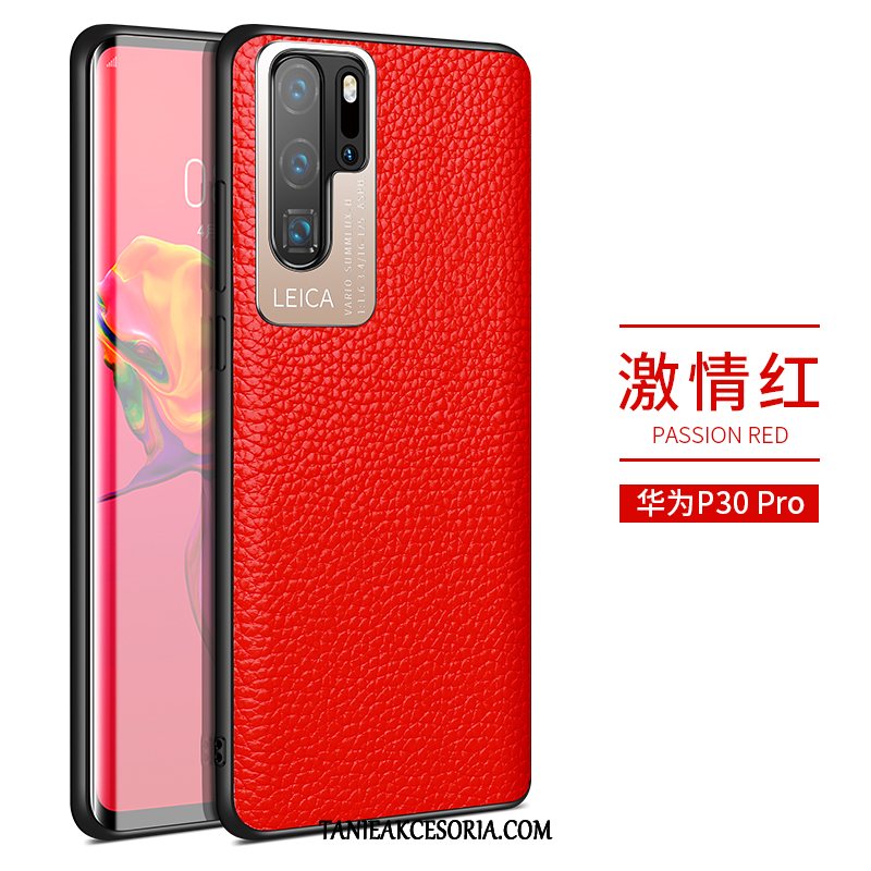 Etui Huawei P30 Pro Prawdziwa Skóra Silikonowe Skórzany, Futerał Huawei P30 Pro Cienkie Czarny Ochraniacz