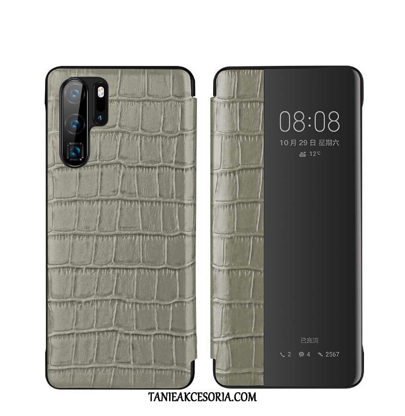 Etui Huawei P30 Pro Wzór Krokodyla Czerwony Telefon Komórkowy, Futerał Huawei P30 Pro Skóra Bydlęca Skórzany