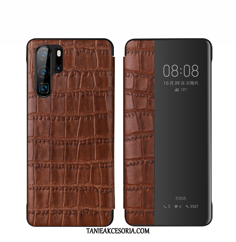 Etui Huawei P30 Pro Wzór Krokodyla Czerwony Telefon Komórkowy, Futerał Huawei P30 Pro Skóra Bydlęca Skórzany