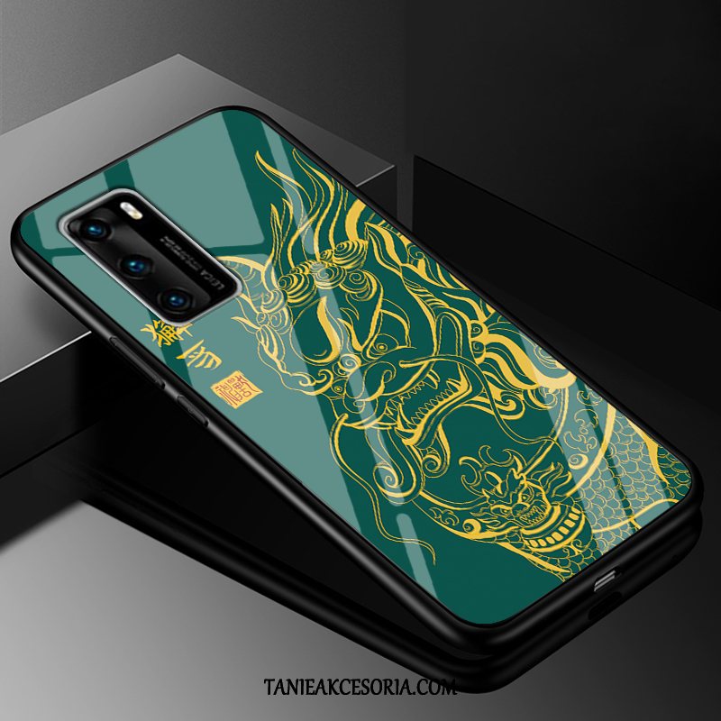 Etui Huawei P40 Czarny Miękki Tendencja, Pokrowce Huawei P40 Vintage Szkło Telefon Komórkowy