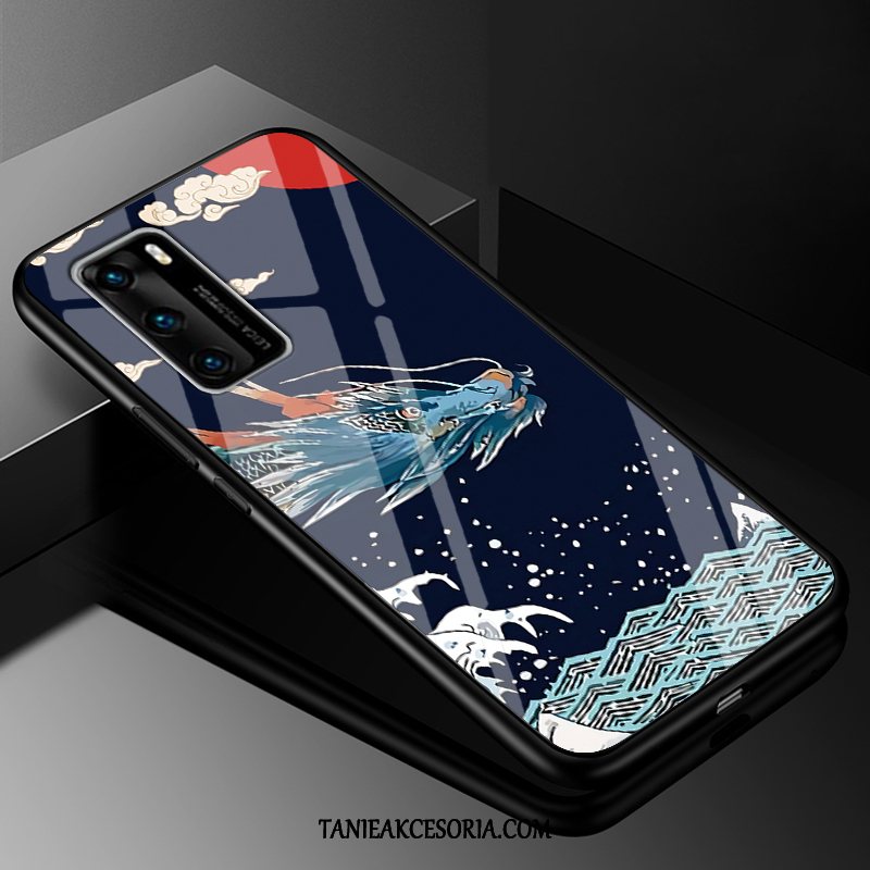 Etui Huawei P40 Czarny Miękki Tendencja, Pokrowce Huawei P40 Vintage Szkło Telefon Komórkowy