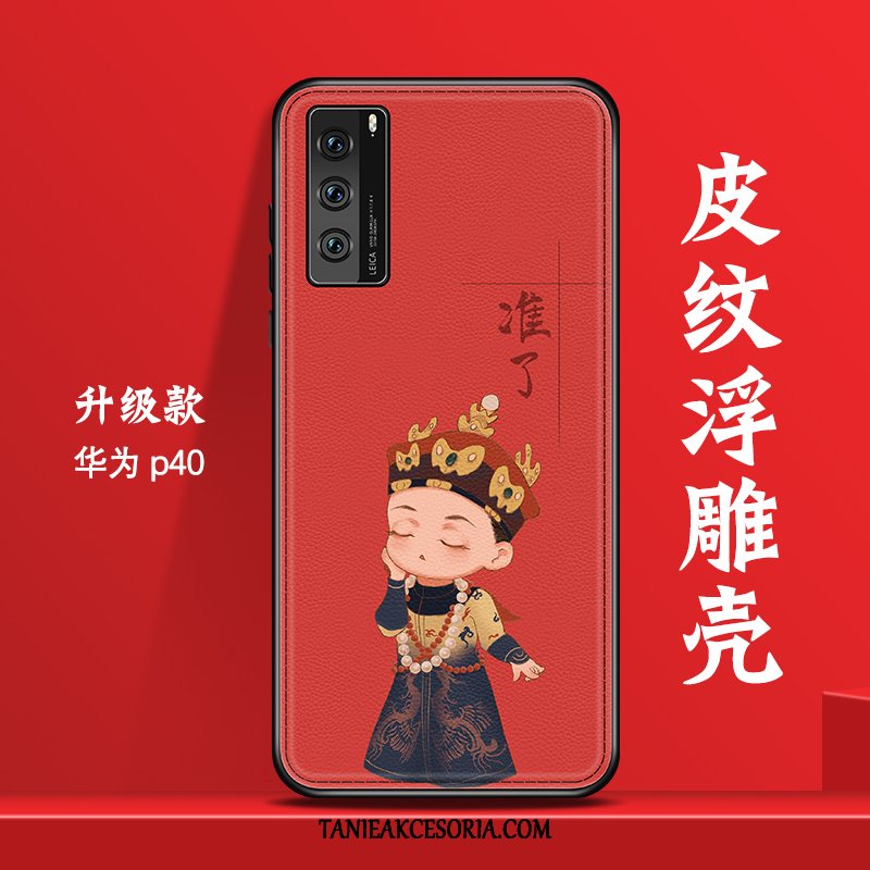 Etui Huawei P40 Kreatywne Tendencja Ochraniacz, Pokrowce Huawei P40 Wysoki Koniec Vintage Czerwony