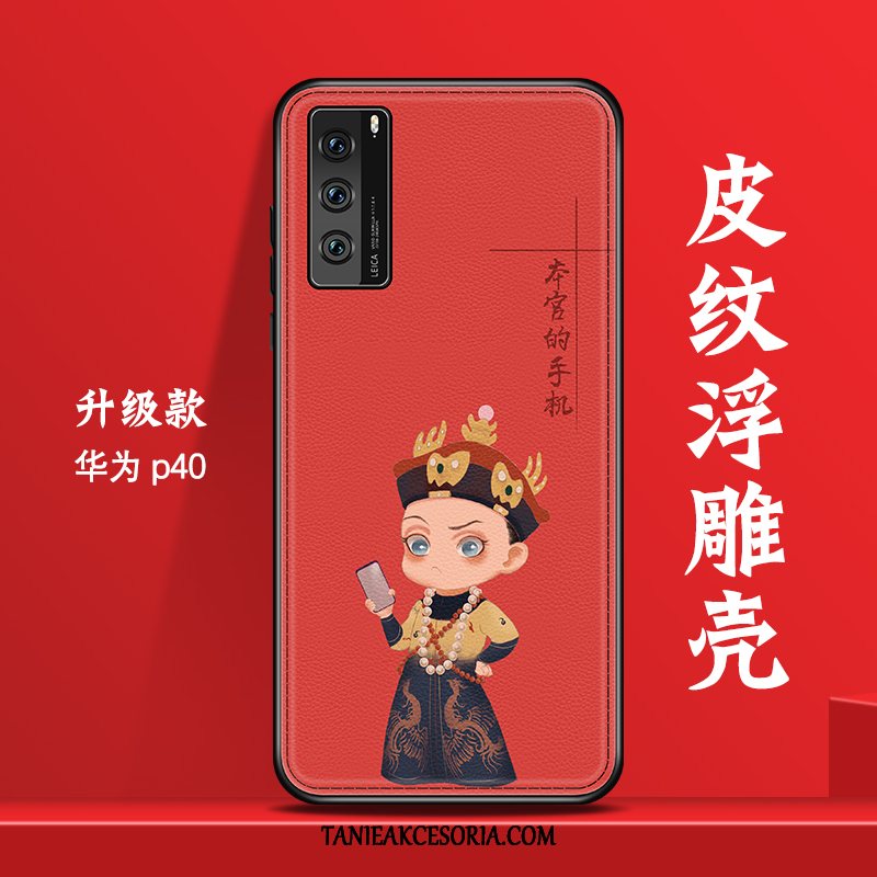 Etui Huawei P40 Kreatywne Tendencja Ochraniacz, Pokrowce Huawei P40 Wysoki Koniec Vintage Czerwony