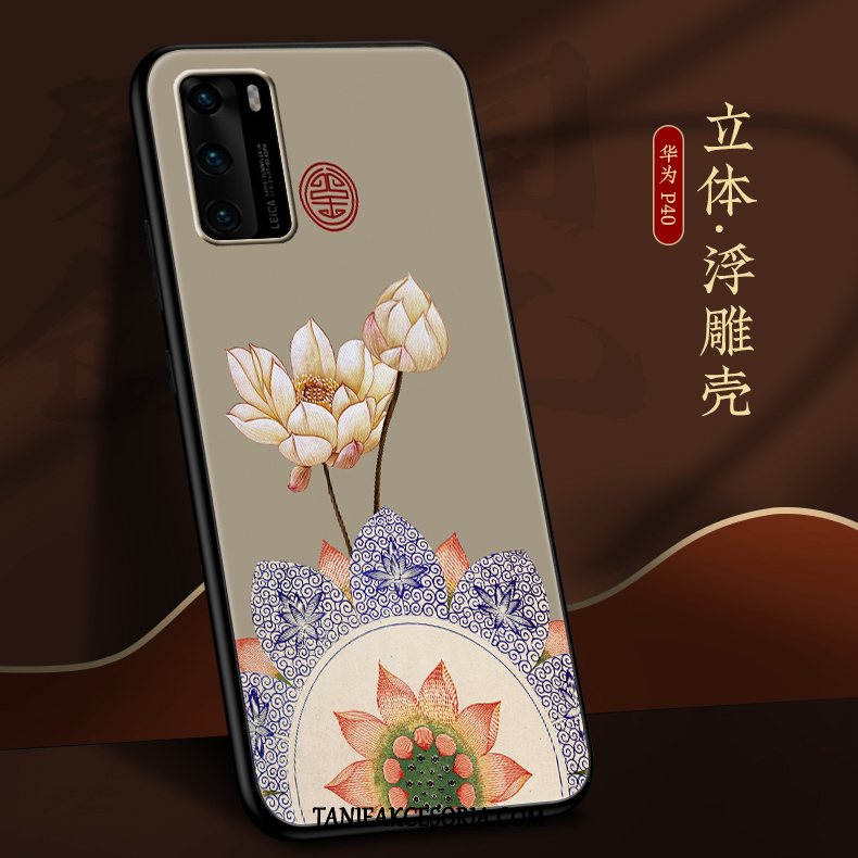 Etui Huawei P40 Modna Marka Anti-fall Nubuku, Pokrowce Huawei P40 Cienkie Chiński Styl Nowy Beige Farbe