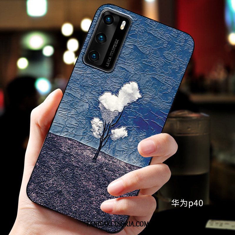 Etui Huawei P40 Ochraniacz Miękki Relief, Pokrowce Huawei P40 Niebieski Telefon Komórkowy