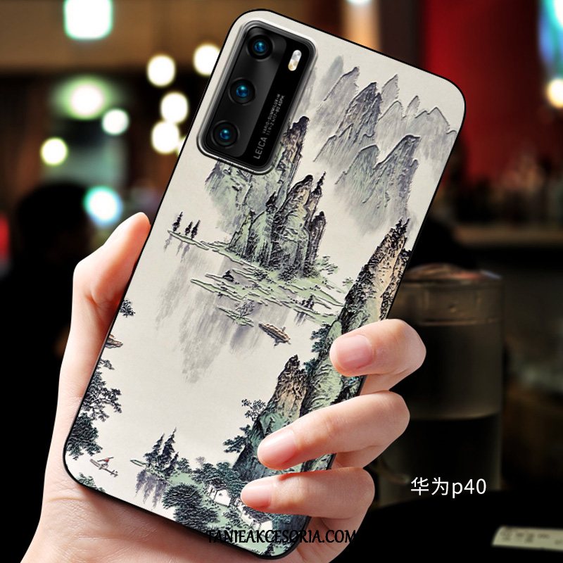 Etui Huawei P40 Ochraniacz Miękki Relief, Pokrowce Huawei P40 Niebieski Telefon Komórkowy