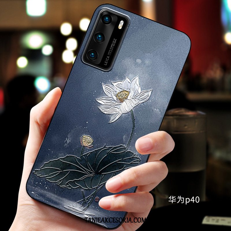 Etui Huawei P40 Ochraniacz Miękki Relief, Pokrowce Huawei P40 Niebieski Telefon Komórkowy