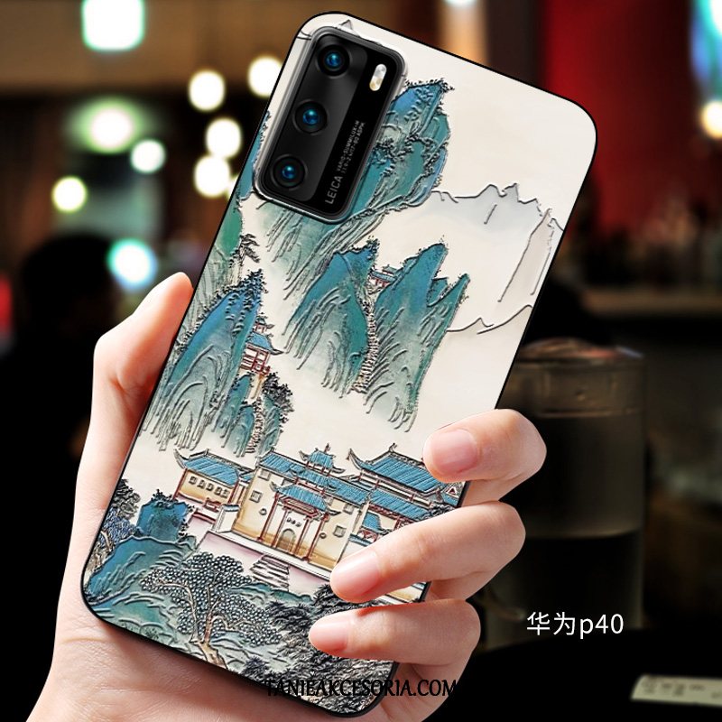 Etui Huawei P40 Ochraniacz Miękki Relief, Pokrowce Huawei P40 Niebieski Telefon Komórkowy