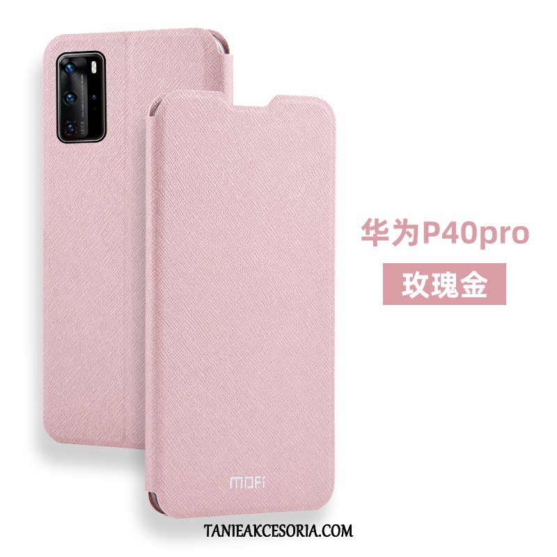 Etui Huawei P40 Pro Anti-fall Klapa Ochraniacz, Obudowa Huawei P40 Pro Czerwony Skórzany Futerał Silikonowe