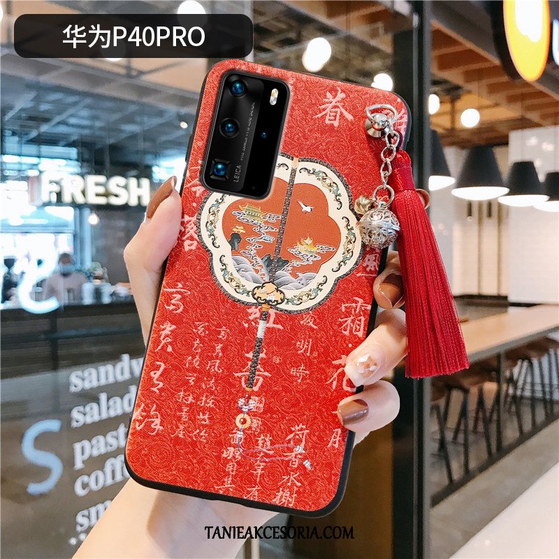 Etui Huawei P40 Pro Chiński Styl Różowe Vintage, Obudowa Huawei P40 Pro Telefon Komórkowy Z Frędzlami Ochraniacz