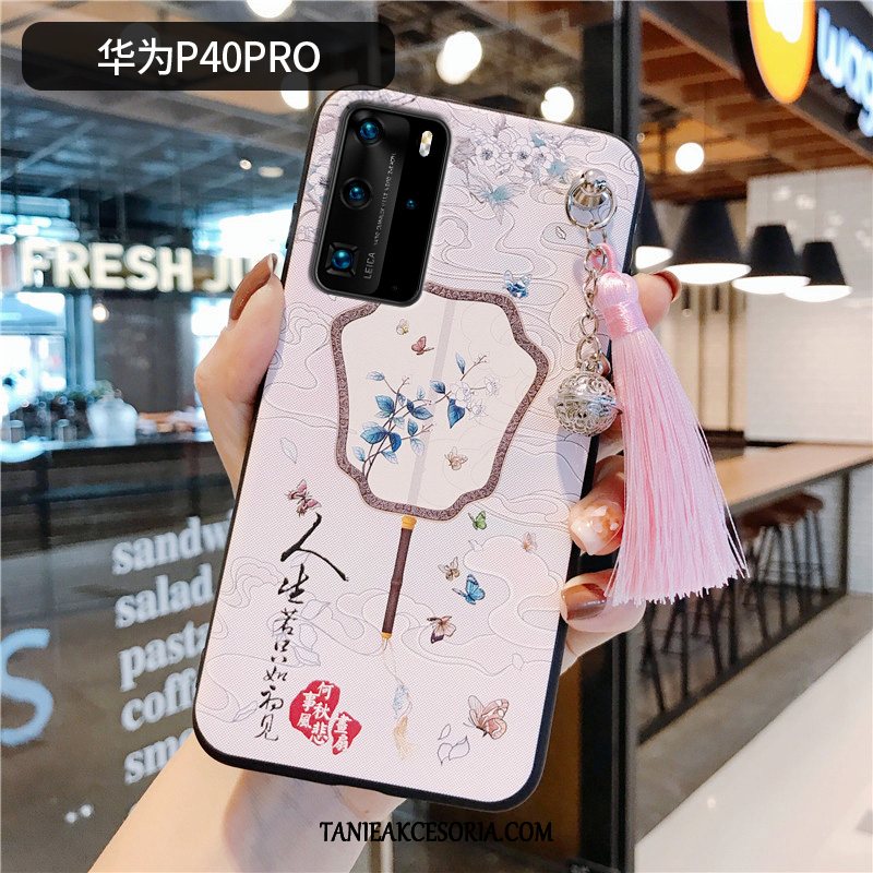 Etui Huawei P40 Pro Chiński Styl Różowe Vintage, Obudowa Huawei P40 Pro Telefon Komórkowy Z Frędzlami Ochraniacz