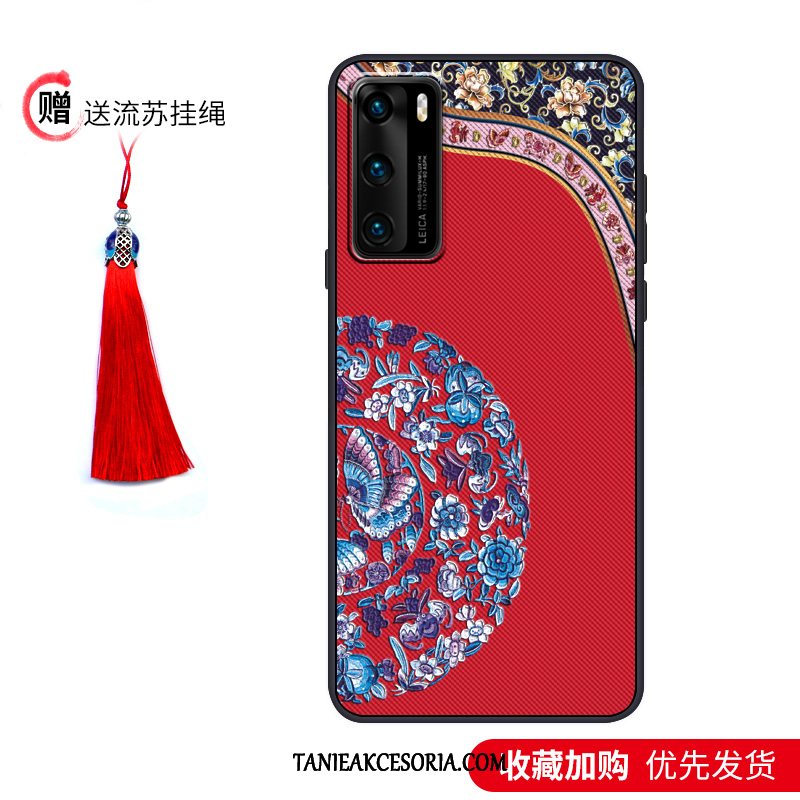 Etui Huawei P40 Purpurowy Vintage Moda, Futerał Huawei P40 Nubuku Telefon Komórkowy Pałac