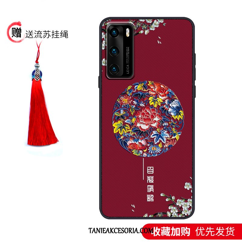 Etui Huawei P40 Purpurowy Vintage Moda, Futerał Huawei P40 Nubuku Telefon Komórkowy Pałac