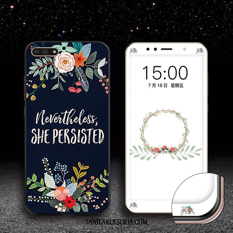 Etui Huawei Y6 2018 Miękki Nubuku Filmy, Pokrowce Huawei Y6 2018 Różowe Szkło Hartowane Telefon Komórkowy