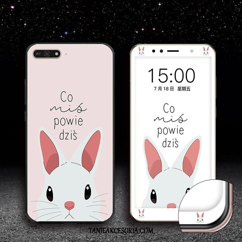 Etui Huawei Y6 2018 Miękki Nubuku Filmy, Pokrowce Huawei Y6 2018 Różowe Szkło Hartowane Telefon Komórkowy