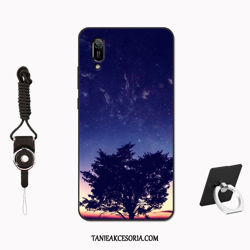 Etui Huawei Y6 2019 Kreatywne Czerwony Netto Wysoki Koniec, Futerał Huawei Y6 2019 Modna Marka Szkło Hartowane Ciemno Niebieski